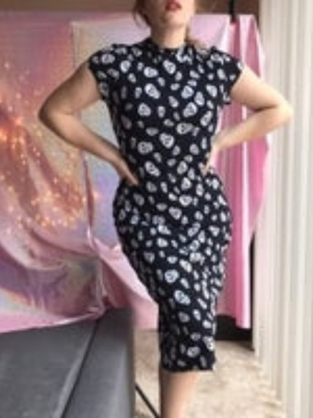 Unique Vintage Wiggle Dress in Skull Print